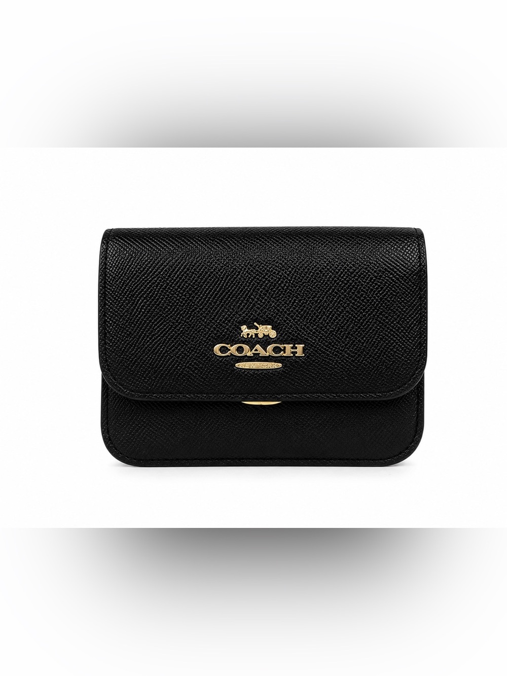 Coach Black Saffiano Leather Mini Crossbody with Gold Hardware